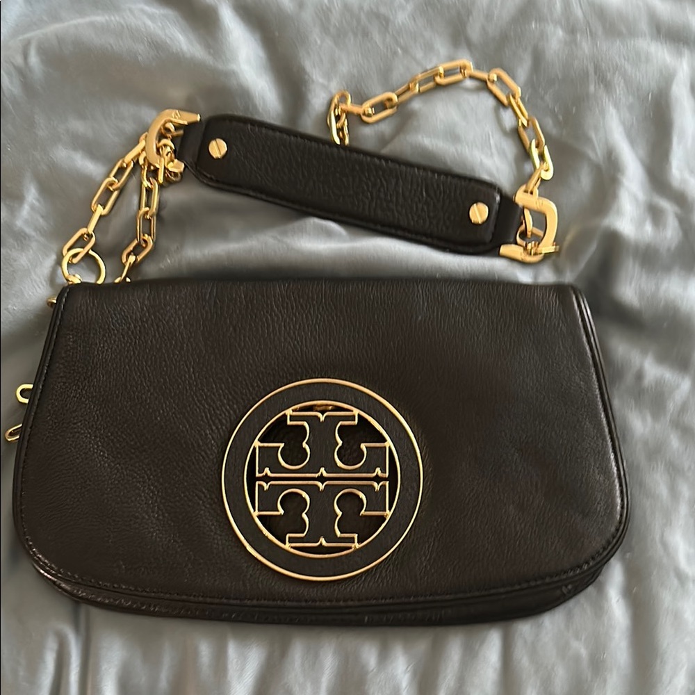 Tory Burch Black Leather Chain Shoulder Bag